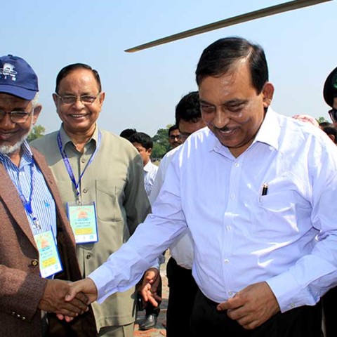 On 12 Nov, 2015, Honorable Minister of Home affairs Mr. Asaduzzaman Khan Kamal is received by ED DUS at heliport in the occasion of  inaugural ceremony of Radio Sagor Dwip established by DUS